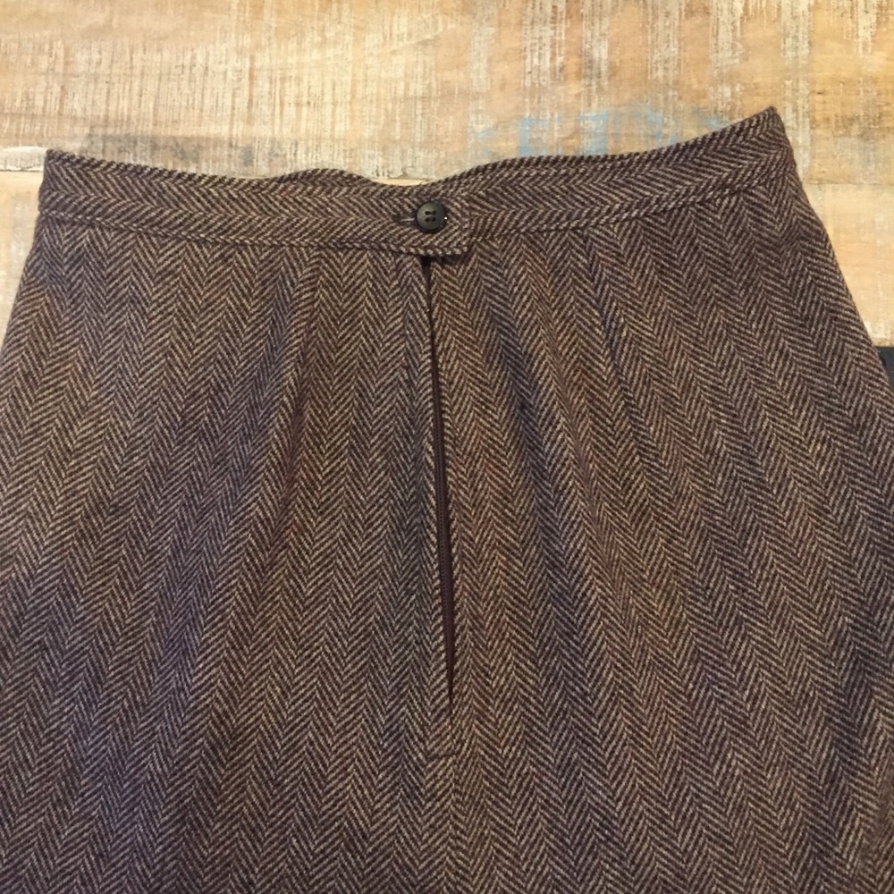 Vintage Pendleton Herringbone Wool Skirt brown - Picture 2 of 8